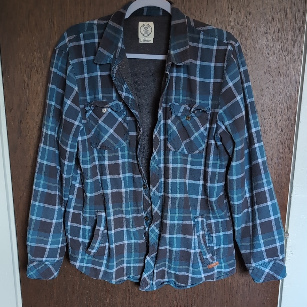 Teal And Gray Plaid Men's Shacket